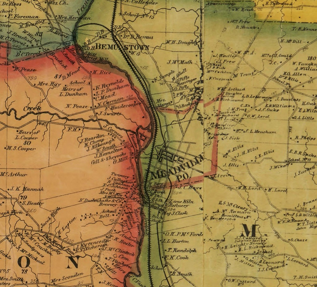 Meadville and surrounding area - 1865 map
