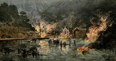 Oil City Fire 1892 painting